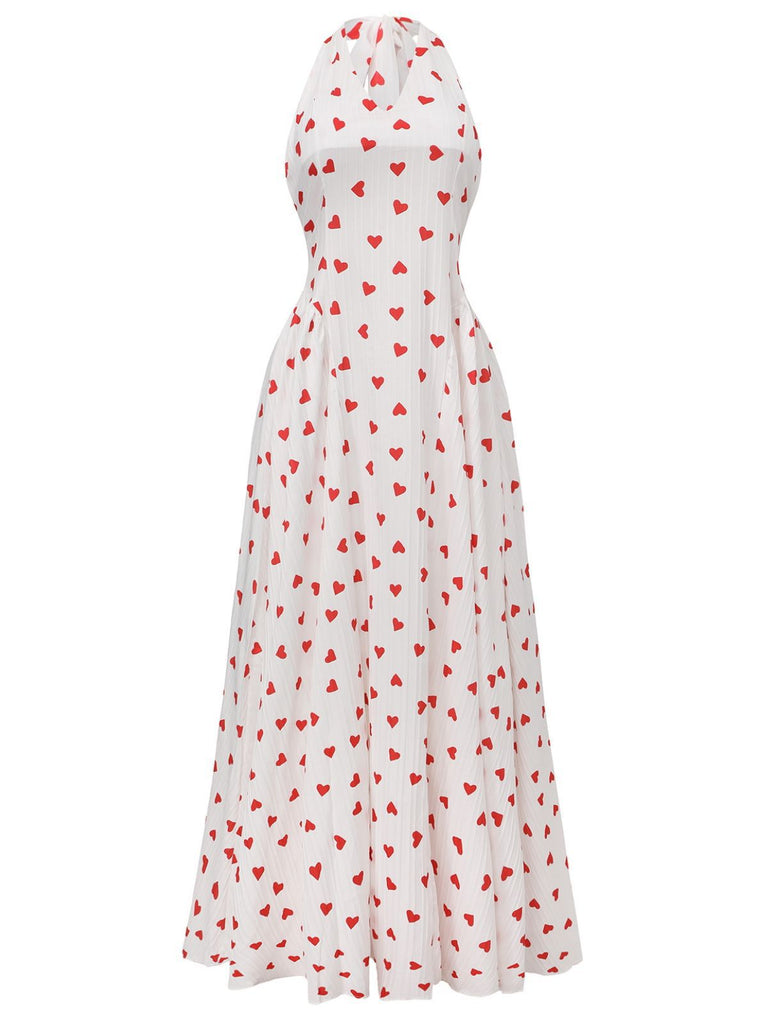 Abito cuore con scollo a V e schiena scoperta rosso anni '30