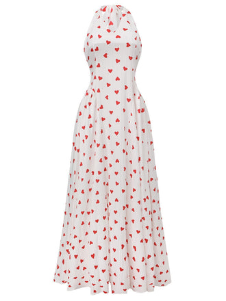 Abito cuore con scollo a V e schiena scoperta rosso anni '30