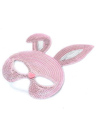 Maschera da coniglio con paillettes per feste di Halloween