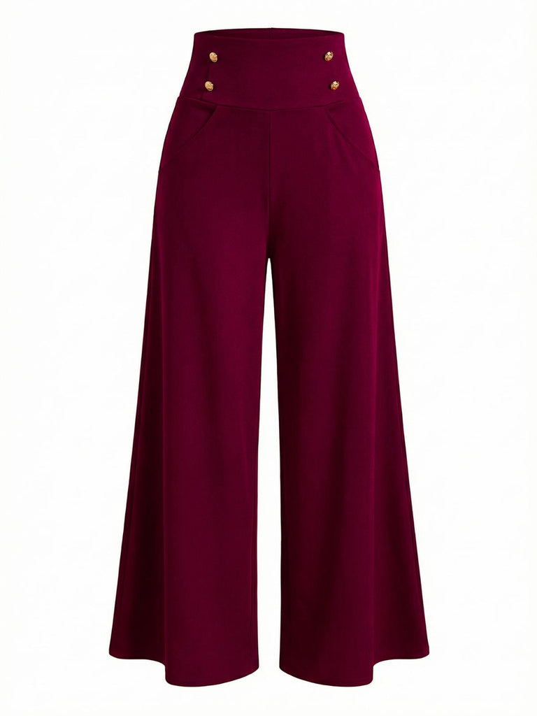 Pantaloni larghi a doppio petto a vita alta anni '50