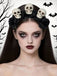 Cerchietto con rose e teschio di Halloween nero