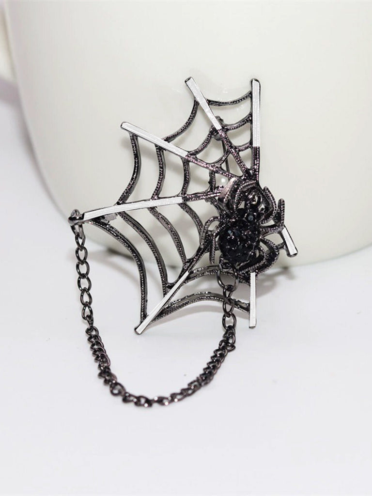 Spilla gotica a forma di ragnatela di diamanti Halloween