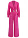 Tuta lunga con maniche a lanterna e scollo a V rosa anni '60