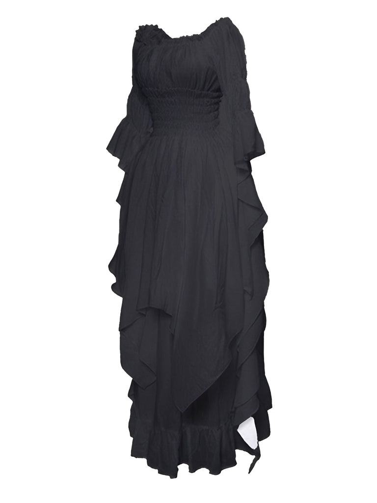 Abito con maniche a campana e orlo irregolare gotico anni '80