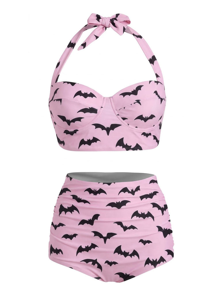 Costumi con stampa floreale e lacci nero anni '50