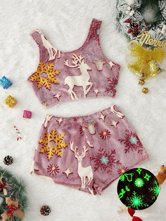 2PCS Pigiama in flanella e luminosa con stampa colorata anni '70