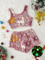 2PCS Pigiama in flanella e luminosa con stampa colorata anni '70