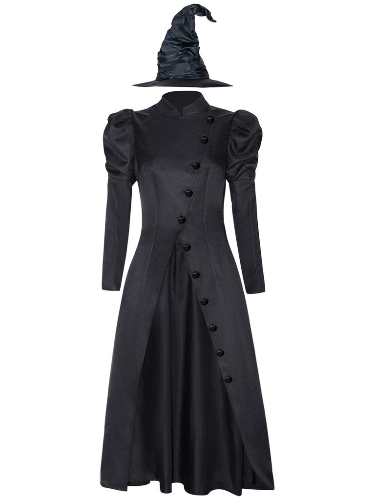 Costume da strega Elphaba ispirato Wicked con cappello nero anni '40
