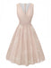 Abito rosa anni '40 senza maniche con scollo a V e cintura