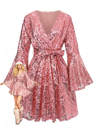 [Prevendita] Abito da discoteca con paillettes e maniche a svasata anni '70