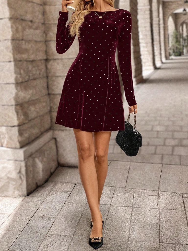 Abito da sera in velluto con strass anni '80