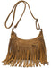 Borsa boho con frange a tracolla in pelle scamosciata