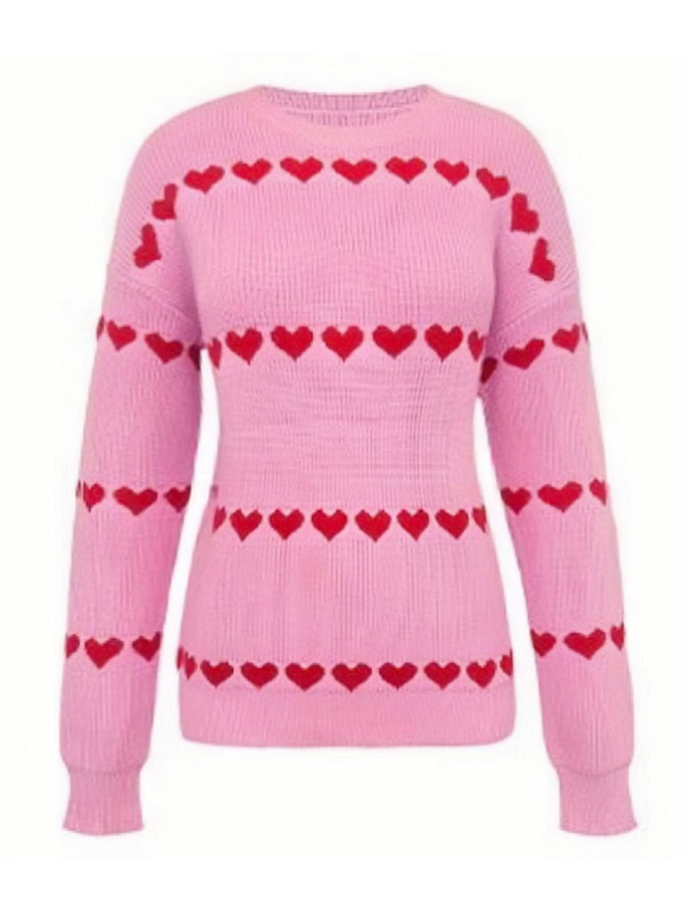Maglione a maglia a forma di cuore San Valentino anni '40
