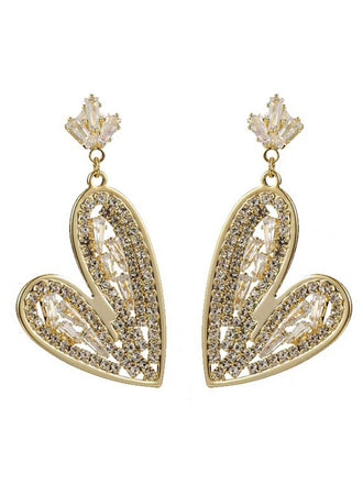 Orecchini a forma di cuore in argento con dettagli in cristallo