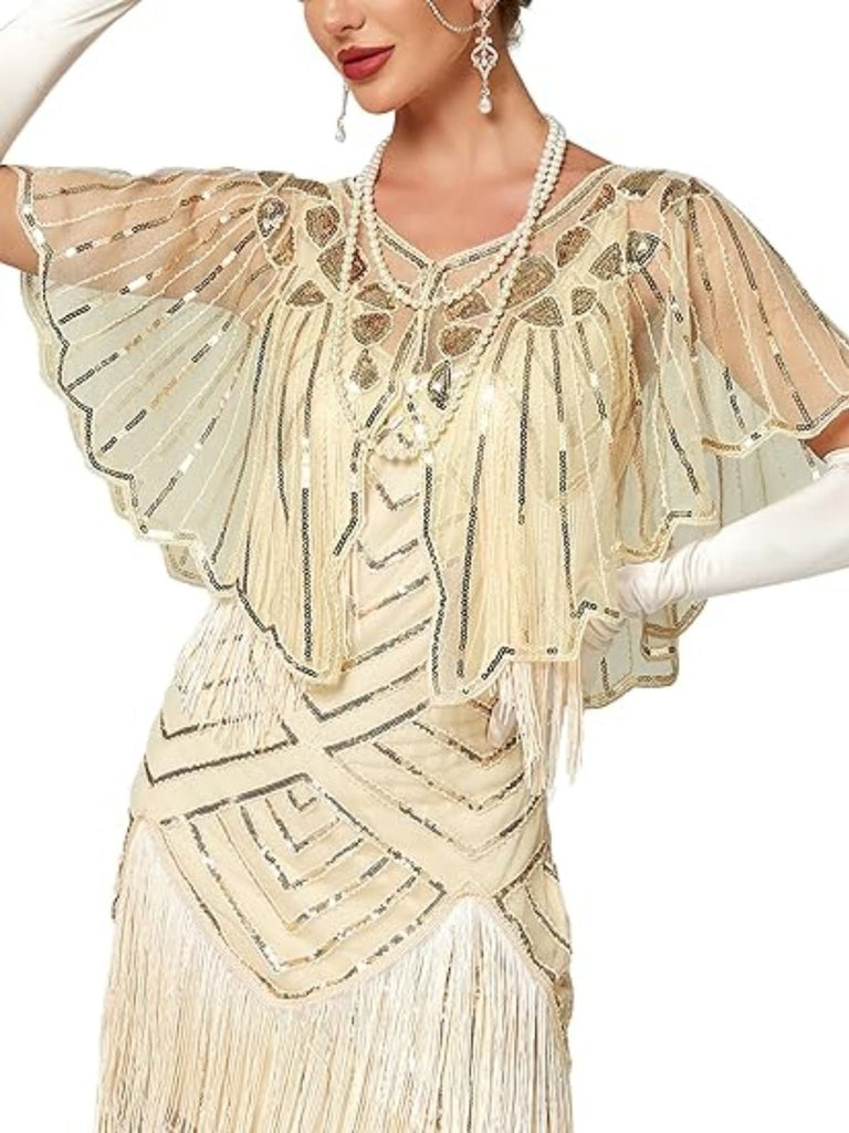 Mantella corta paillettes geometriche anni '20