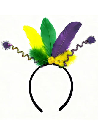 Accessori per capelli con piume di carnevale multicolore
