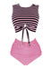 Costume da bagno patchwork a righe rosa anni '70