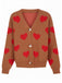 Cardigan in maglia con stampa a cuore per San Valentino anni '50