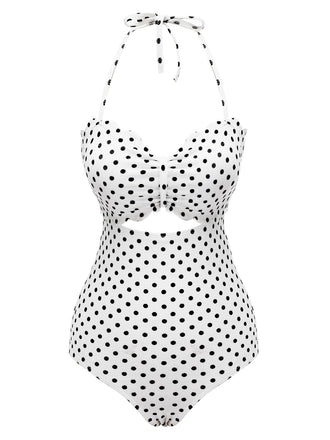 Costumi intero a pois con lacci bianco anni '40