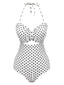 Costumi intero a pois con lacci bianco anni '40