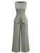 2PCS Top senza maniche e pantaloni a gamba larga anni '40
