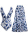 [Prevendita] 2PCS Costumi intero floreale scollo a V e copricostume blu anni '40