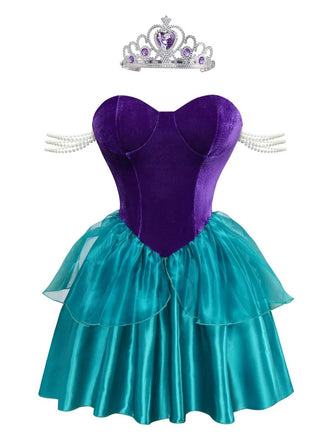 Costume da principessa sirena Ariel con corona anni '50