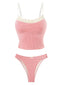 Completo tankini a quadri con pizzo rosso anni '50