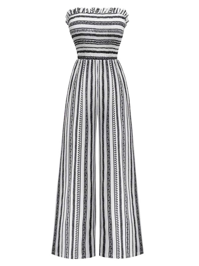Tuta lunga a gamba larga con righe boho anni '70