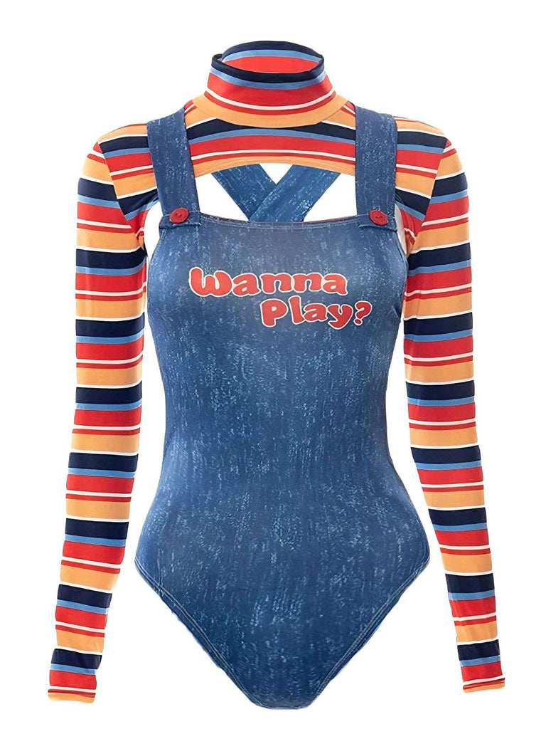 Collant a righe per Halloween multicolore anni '70