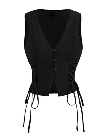 Gilet con scollo a V e cintura annodata in vita anni '70