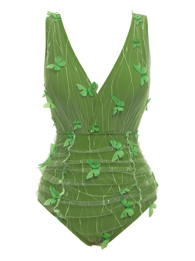 Costumi in rete farfalle 3D verde anni '60