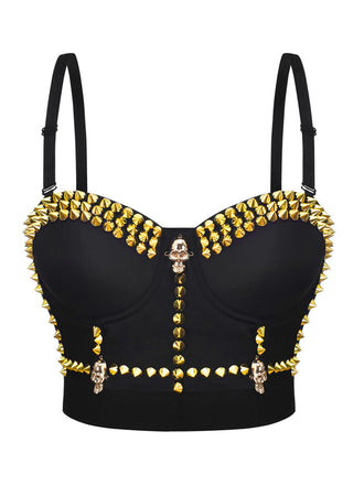 Canotta con rivetti punk e gotica Halloween nero anni '80