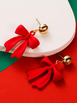 Orecchini pendenti con fiocco di Natale rosso