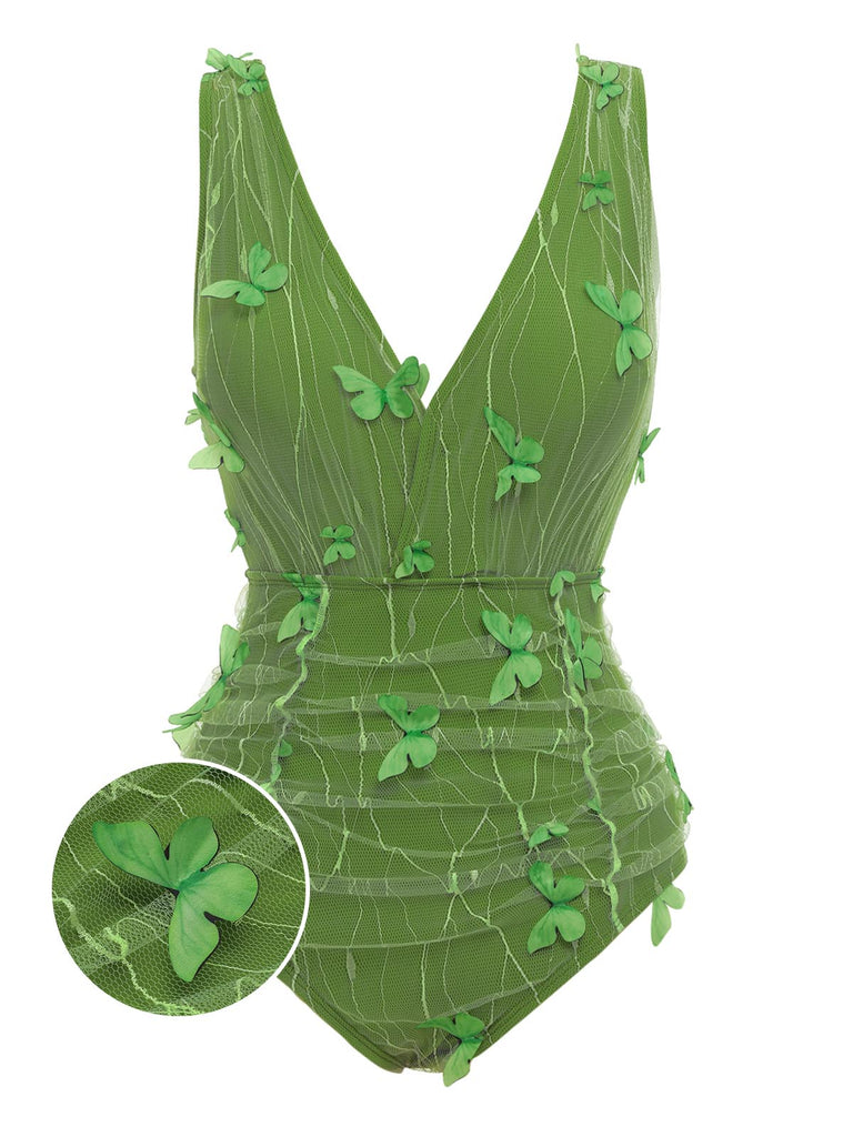 Costumi in rete farfalle 3D verde anni '60