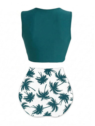 [Pre-Vendita] Set Bikini Verde Punk con Laccio in Vita Skeleton Beach con Stampa Anni '80 2