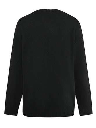 Maglione lavorato a maglia con scheletro Halloween nero anni '50