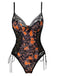 Collant in pizzo e teschio con spalline sottili arancione anni '70