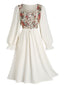 [Taglia Forti] Abito floreale con maniche a balze beige anni '40