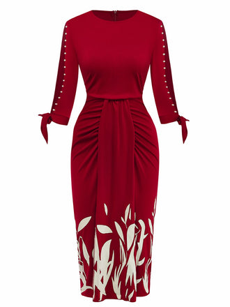 Abito floreale con con maniche ritagliate patchwork anni '60