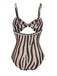 Costumi intero stampa zebra ritagli marrone anni '50