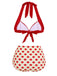 Set Bikini a pois scollo all'americana rosso anni '50