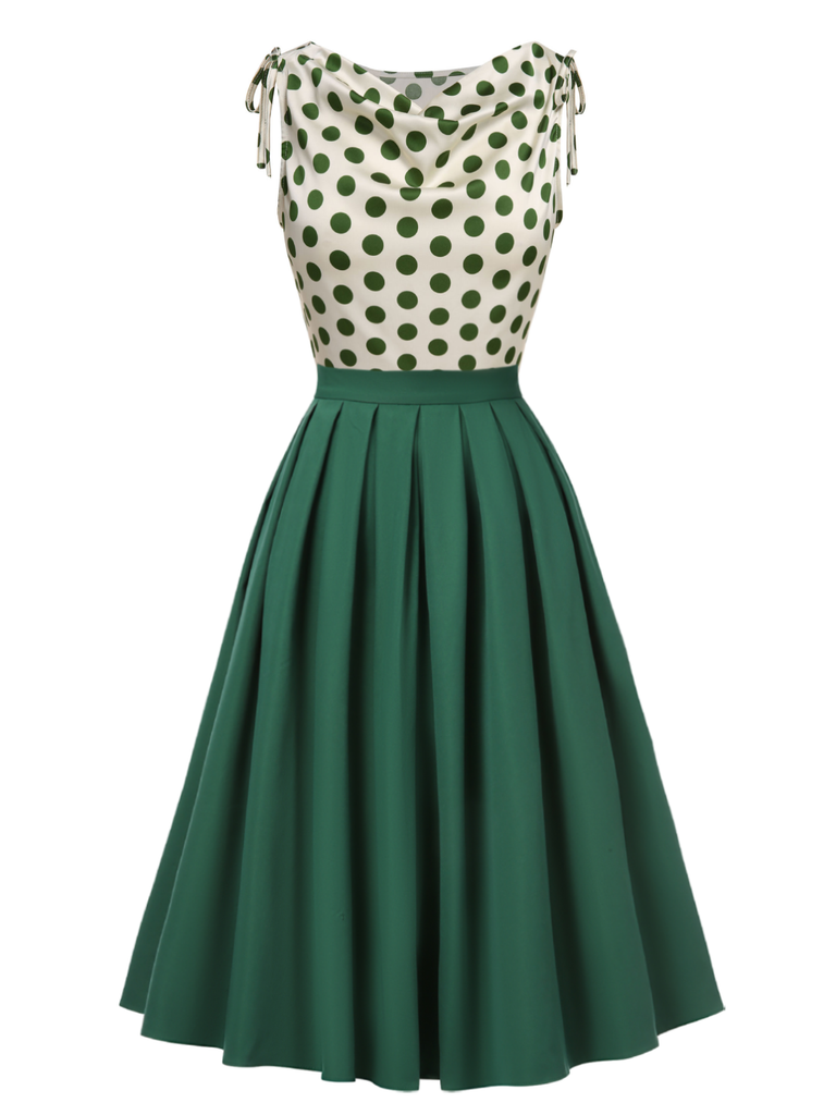 Gonna plissettate tinta unita verde anni '50