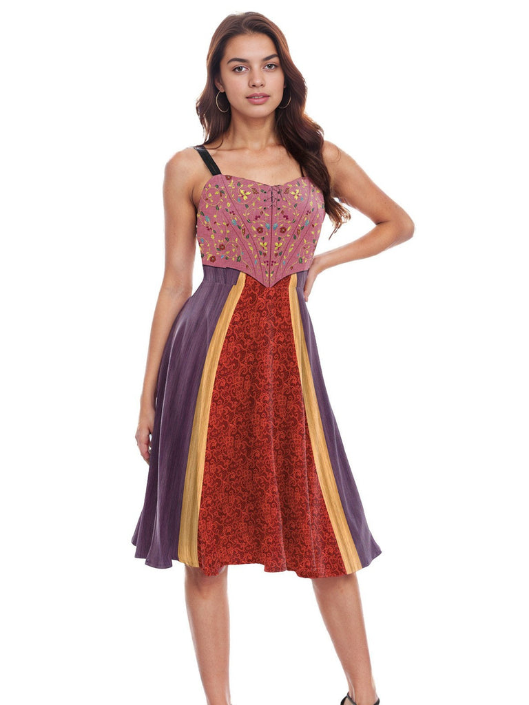 Abito patchwork con doppie spalline di Halloween anni '50