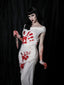Abito a tubino con sangue Halloween bianco anni '60