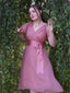 Abito da cocktail in tulle in raso rosa anni '50
