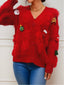 Cardigan in maglia e stampa natalizia 3D rosso anni '70