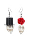 Orecchini vintage con teschio e rosa Halloween