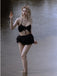 Set Bikini Nero Anni '50 con Scollo All'americana e Copricostume a Balze