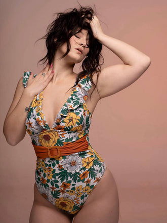 Costumi multicolore cintura anello floreale anni '50